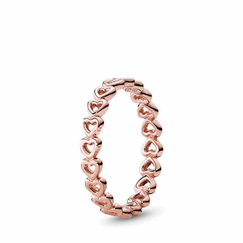 Pandora Band Of Hearts Stackable Ring Ireland - Pandora Rose - 532604ATV